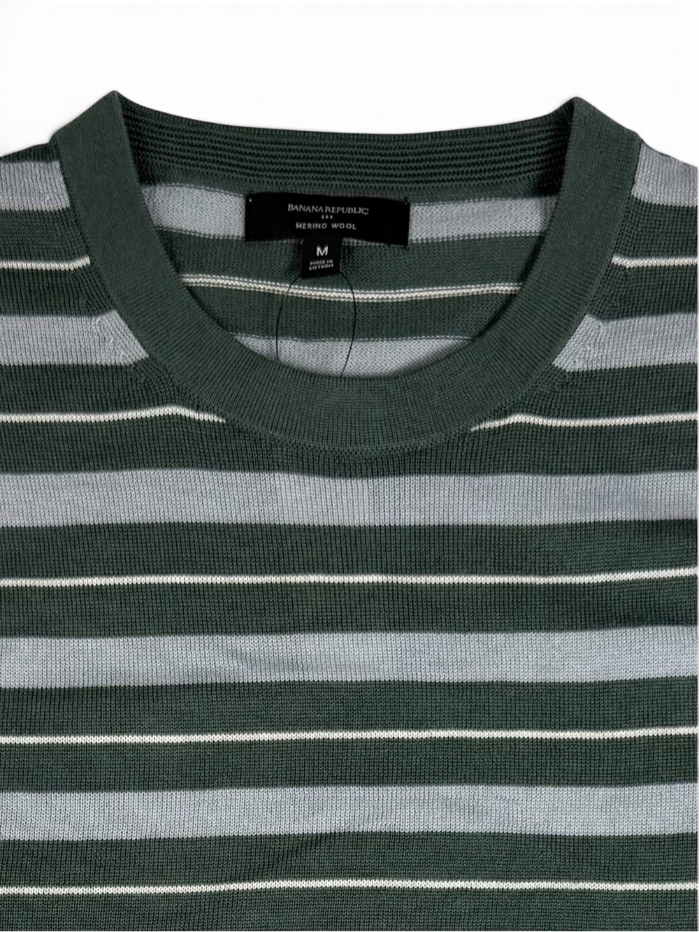 NWT Banana Republic Merino Wool Striped Sweater Green M